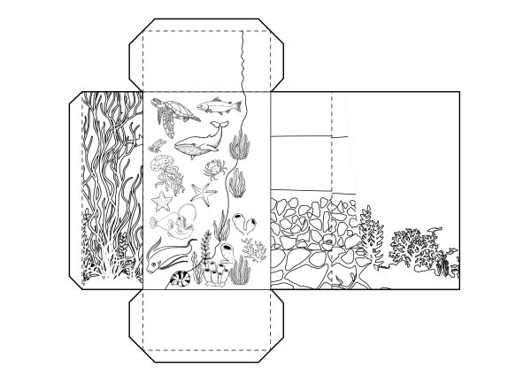 black and white cut out from Layers of the Ocean Diorama an exciting science project for children