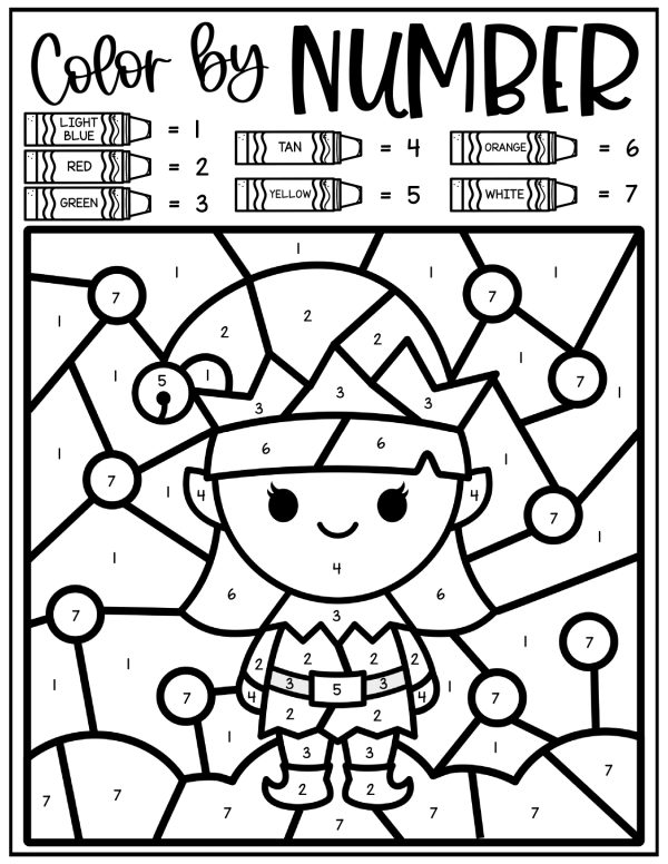 christmas color by number coloring pages