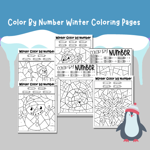 Color by Number Winter Coloring Pages