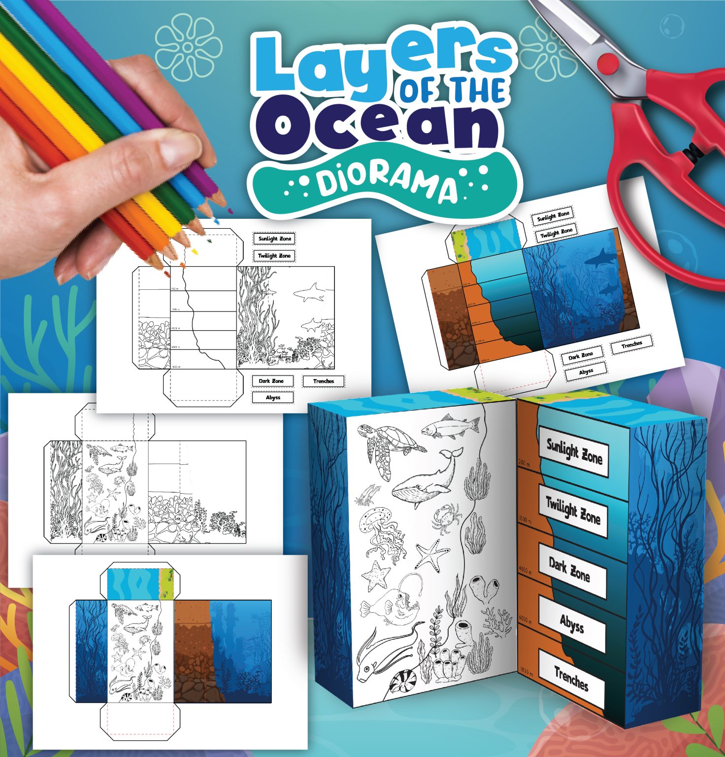 Dive Deep: Printable Layers of the Ocean Diorama for Kids to Build ...