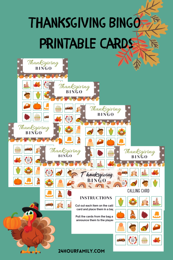 Thanksgiving bingo free printables for adults and kids