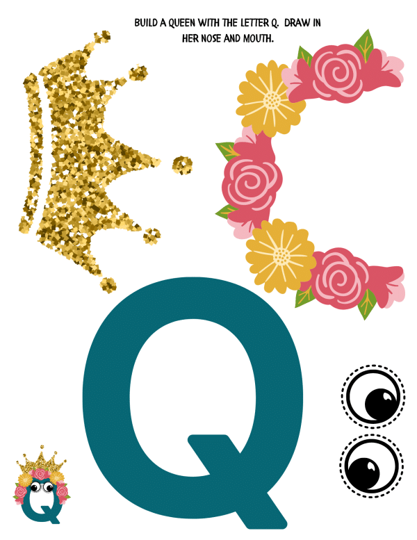 build the letter q cut and paster printable