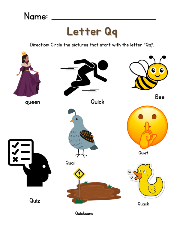 letter q worksheets for preschool