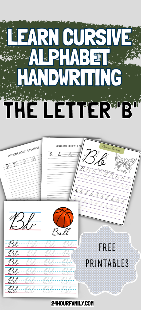 learn to write the cursive letter B worksheet free printable pdf