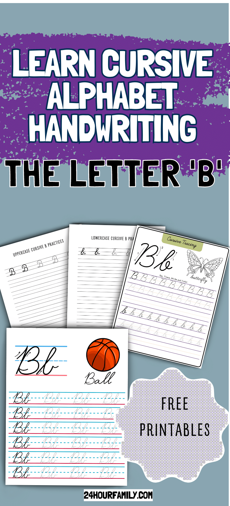 Cursive B Worksheet (Free Printable) - 24hourfamily.com