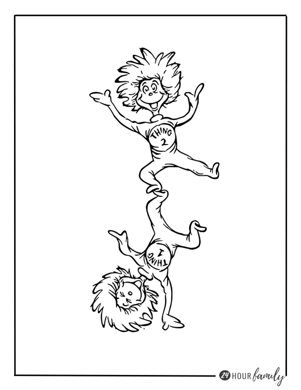 thing 1 thing 2 coloring pages for march 3rd dr Seuss day