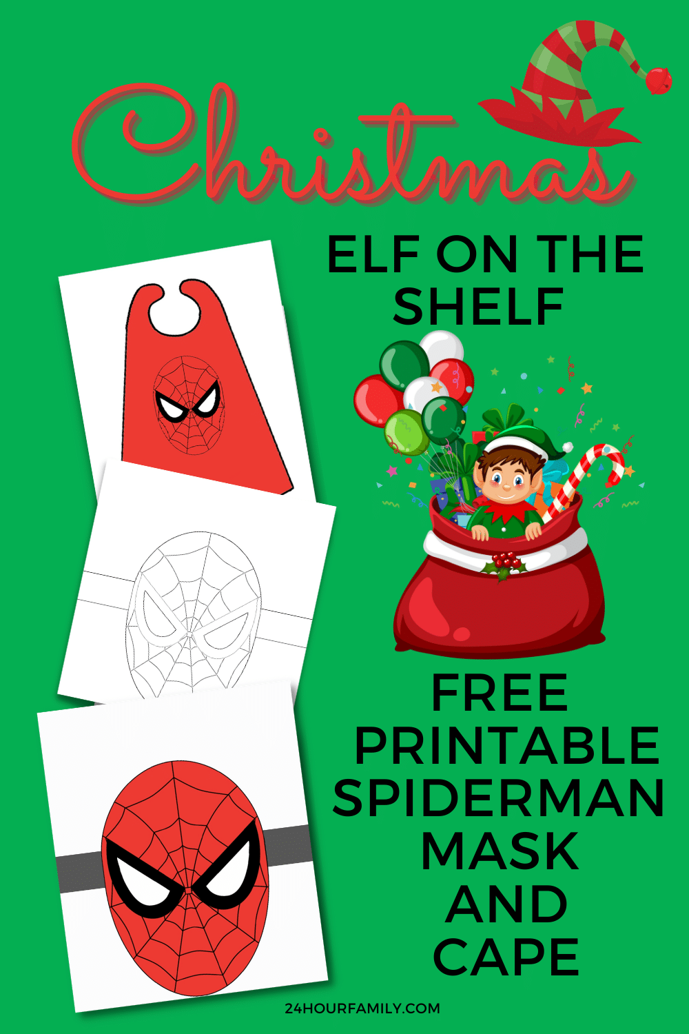 Elf on the Shelf Spiderman Mask (Free Printable) - 24hourfamily.com