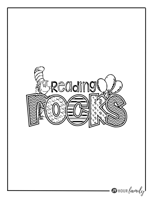 Reading rocks dr Seuss coloring pages