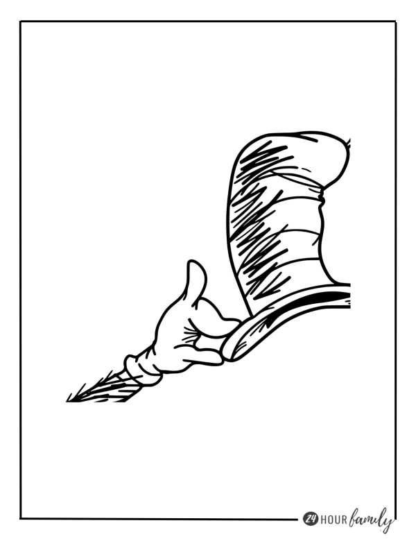 Cat in the hat hat coloring pages