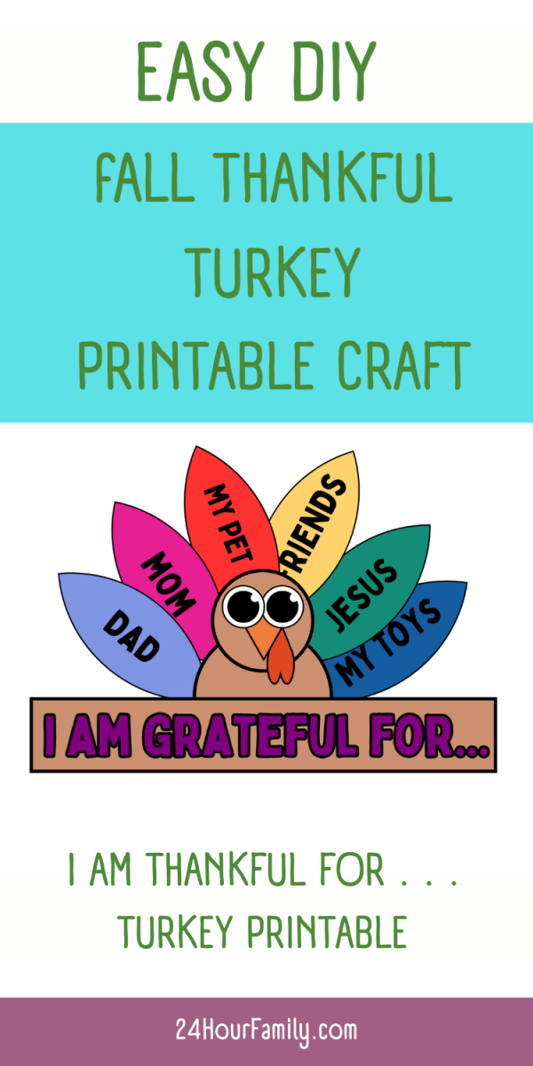 Easy DIY Fall Thankful Turkey Printable Craft