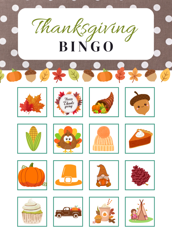 Thanksgiving bingo template thanksgiving bingo patterns