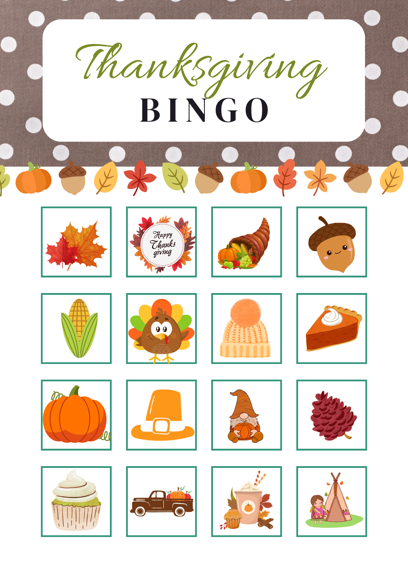 Thanksgiving Bingo Printables (Free Cards) - 24hourfamily.com