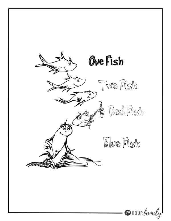 one fish two fish red fish blue fish coloring pages