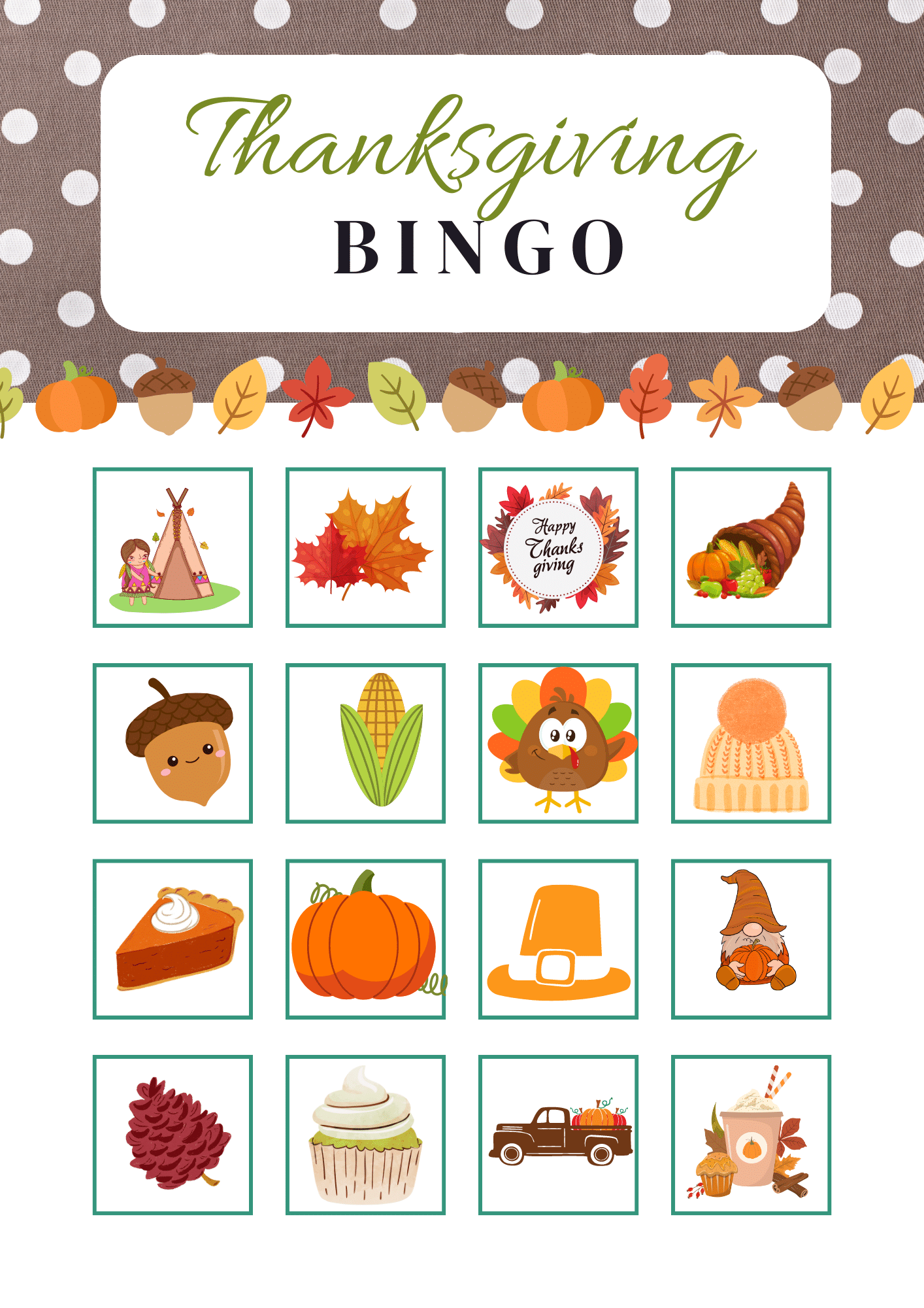 Thanksgiving Bingo Printables (Free Cards) - 24hourfamily.com