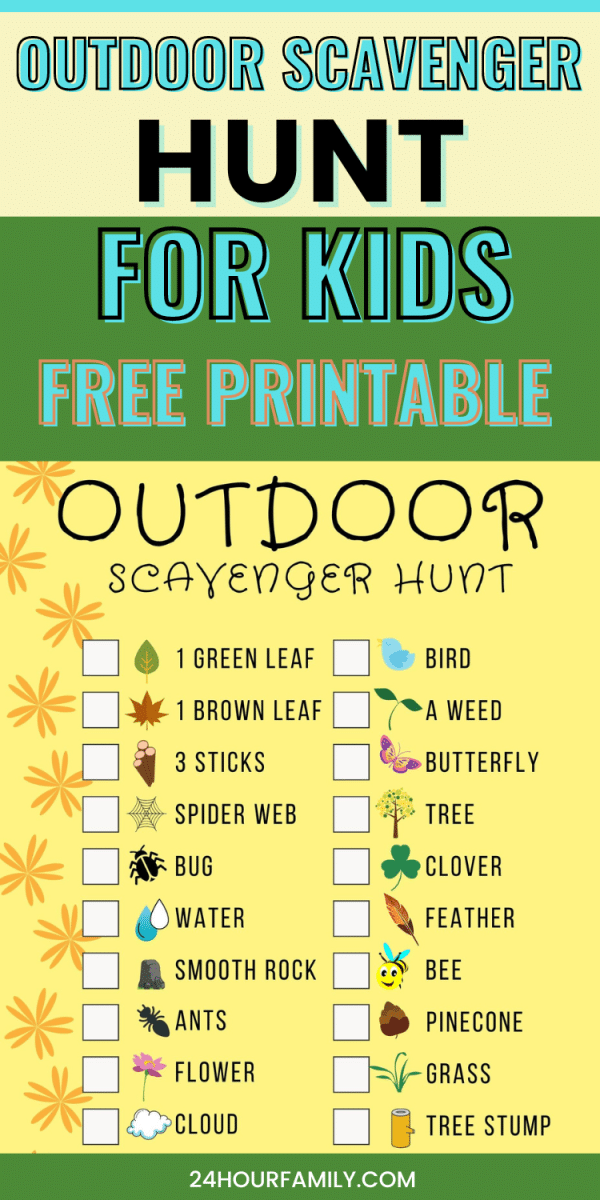 free printable outdoor scavenger hunt for kids nature scavenger hunt printable
