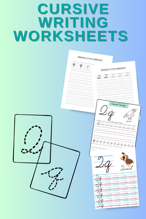 cursive writing worksheets letter Q free printable