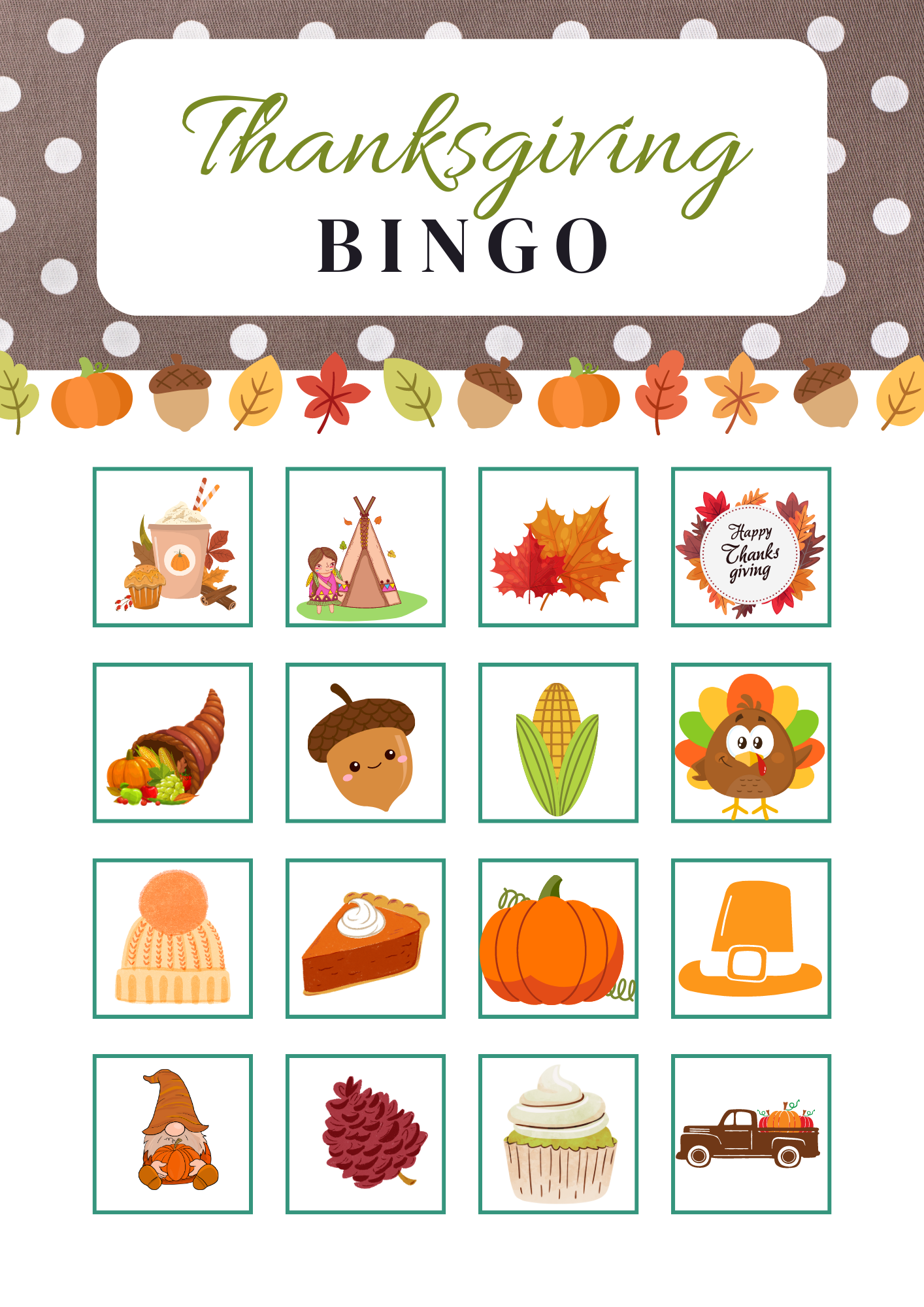 Thanksgiving Bingo Printables (Free Cards)