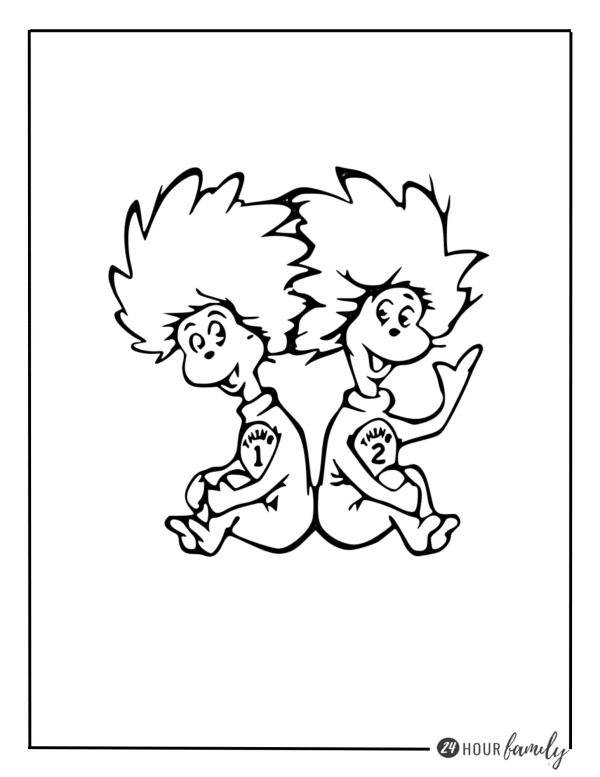 Dr Seuss thing one and thing two coloring pages