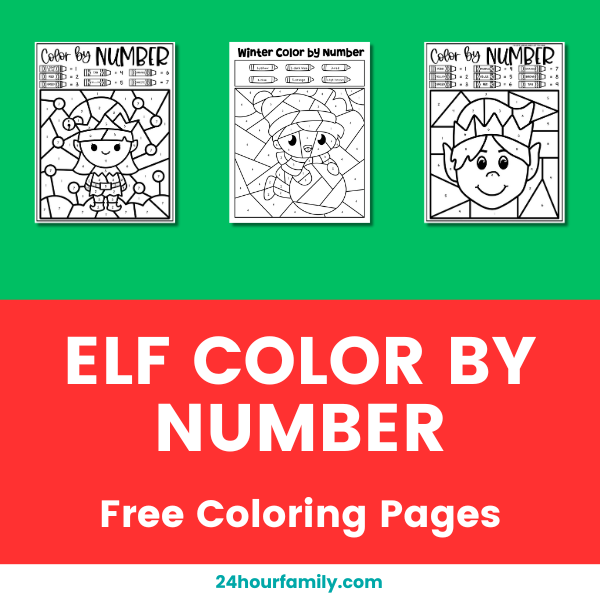 Elf Color by Number Coloring Pages