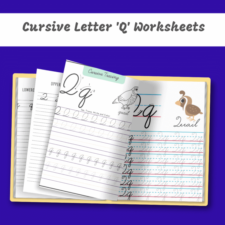 letter Q cursive writing worksheet free printables pdf