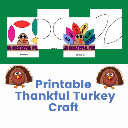 Printable Thankful Turkey Craft with Feathers (Free Template)