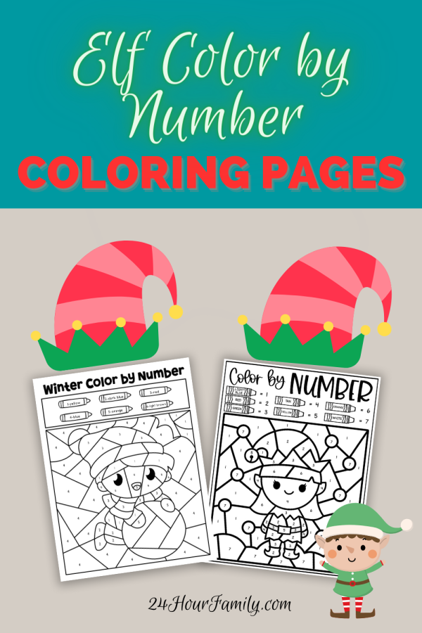elf color by number coloring pages