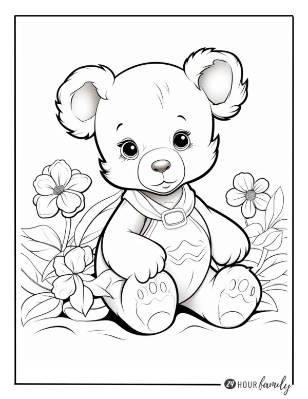 Teddy Bear Garden Coloring Page