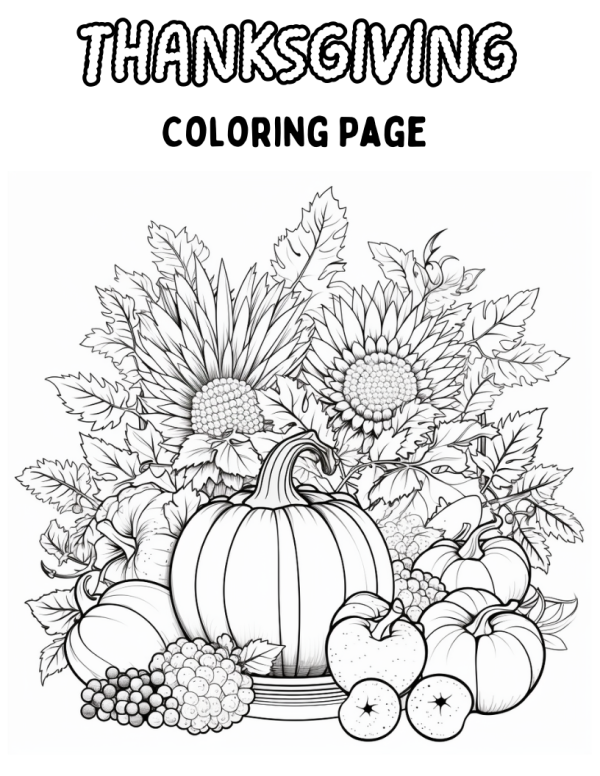 Thanksgiving coloring page printable pdf