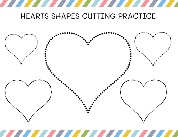 hearts shapes cutting practice printables free pdf