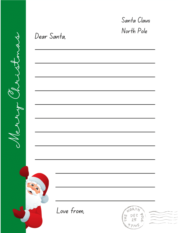 merry christmas dear santa printable letter template wishlist template