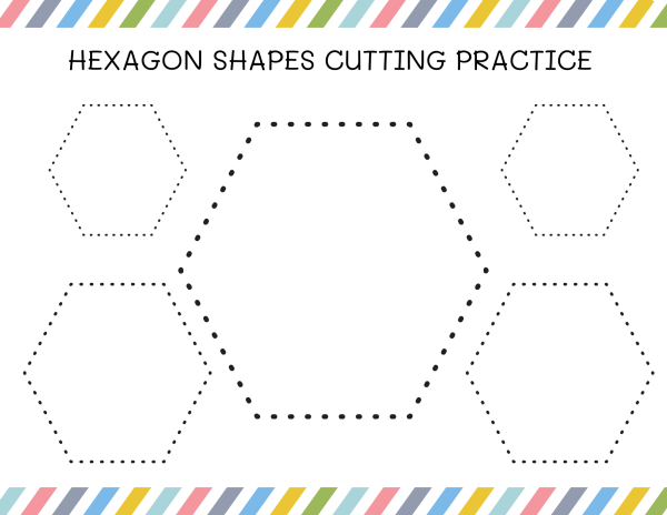 hexagon shapes cutting practice printables free pd