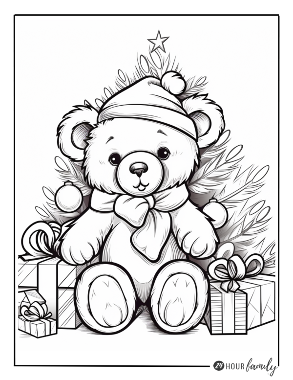 Teddy Bear Christmas Coloring Pages