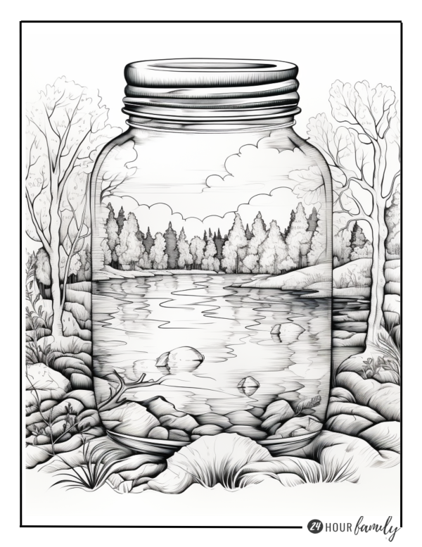 jar coloring pages outdoor scene
