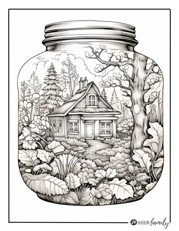 jar coloring pages outdoor scene