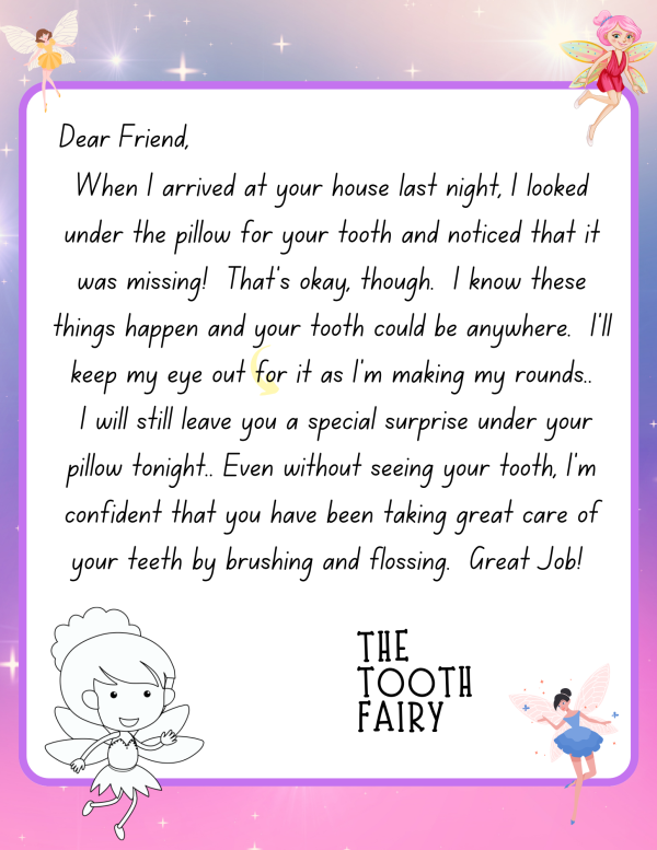 letters from the tooth fairy when the tooth is missing