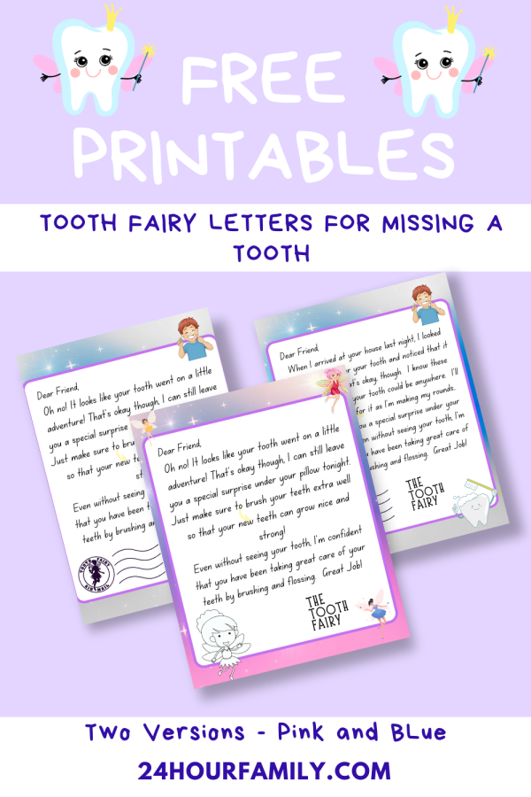 Free printable tooth fairy letters for missing a tooth