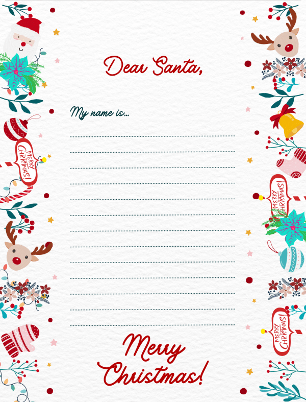 dear santa letter dear santa printable