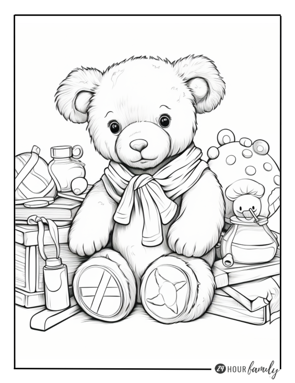 Simple teddy bear coloring pages