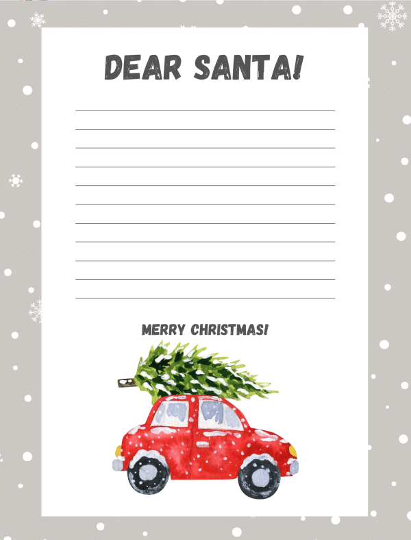 merry christmas dear santa printable letter template wishlist template