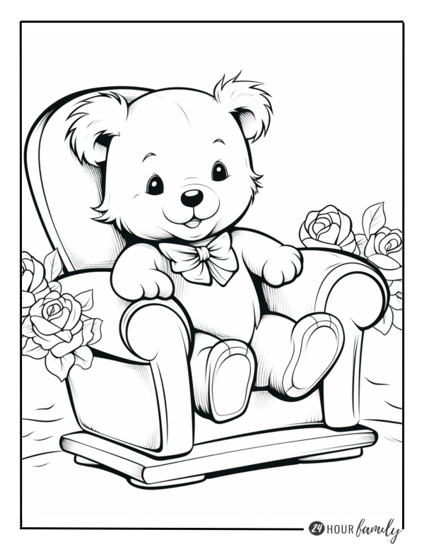teddy bear in a rocking chair coloring pages