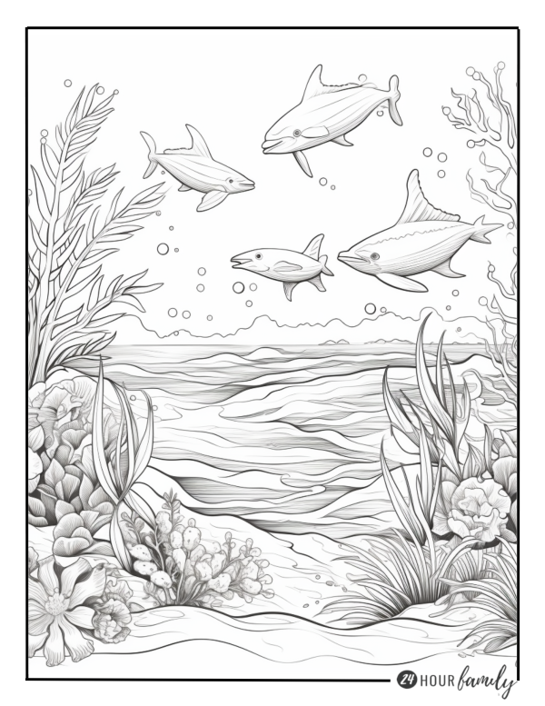 ocean coloring pages fish swimming coloring pages