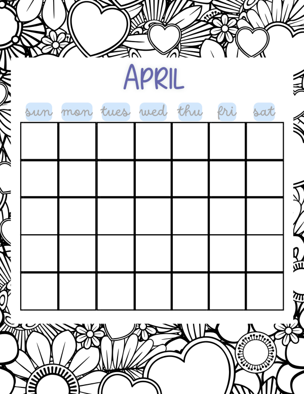 april coloring calendar to print out and color monthly calendar yearly calendar