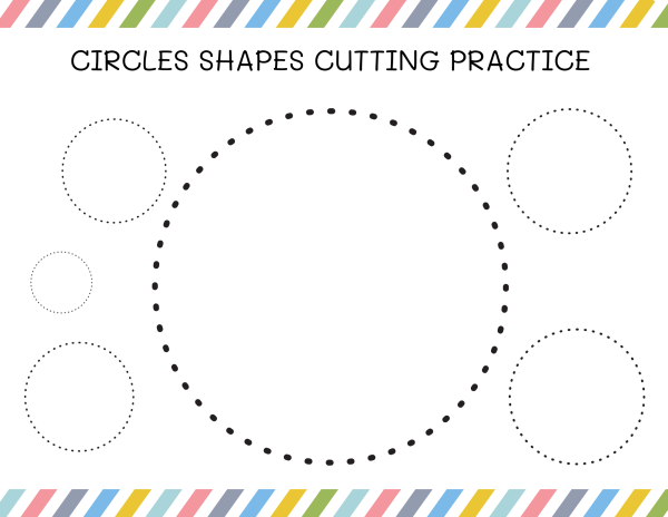 circles shapes cutting worksheet practice printable