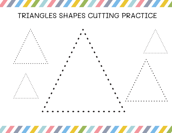 triangles shapes cutting practice printables