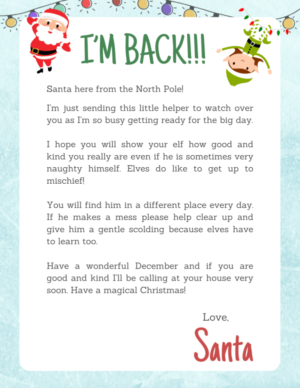 7 Free Printable Elf Arrival Letters - 24hourfamily.com