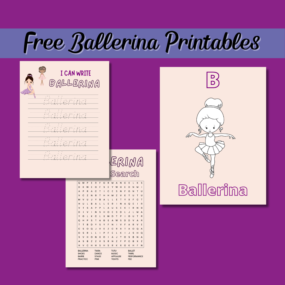 Ballerina Printables, Word Search, Mazes (Free Printables)
