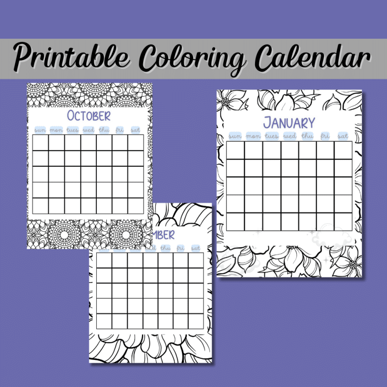 printable coloring calendar
