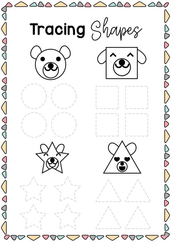 Tracing shapes worksheets