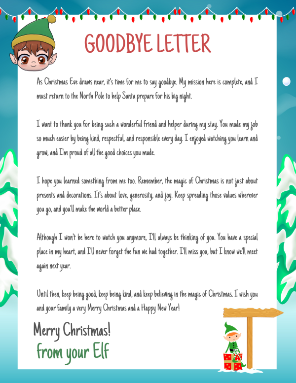 departure letters chirstmas eve from elf on the shelf