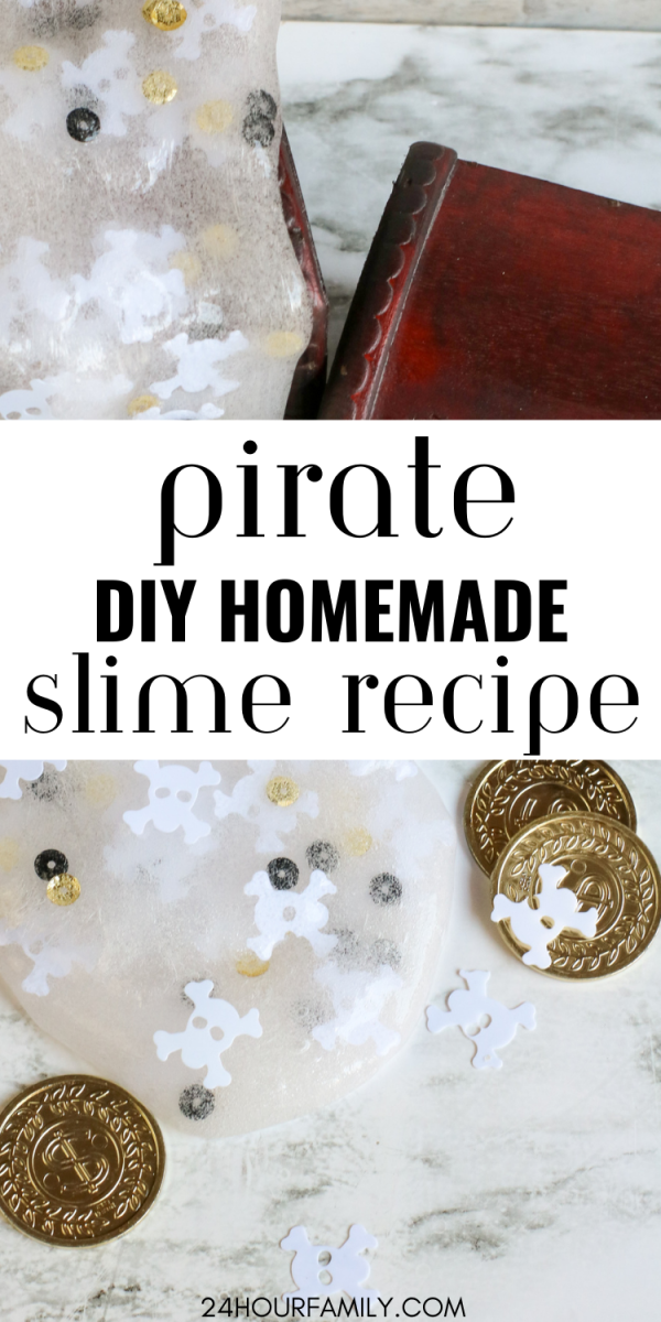 Pirate slime recipe diy homemade slime jolly roger slime pirate party craft